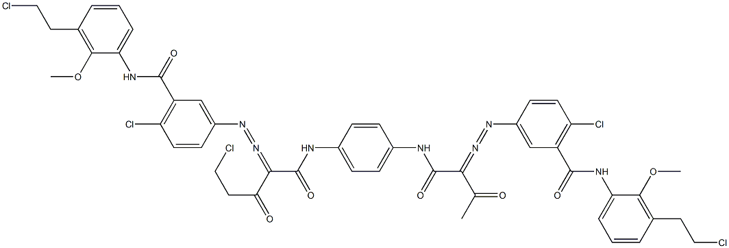 3,3'-[2-(Chloromethyl)-1,4-phenylenebis[iminocarbonyl(acetylmethylene)azo]]bis[N-[3-(2-chloroethyl)-2-methoxyphenyl]-6-chlorobenzamide] Struktur