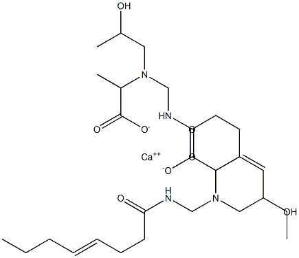 Bis[2-[N-(2-hydroxypropyl)-N-(4-octenoylaminomethyl)amino]propionic acid]calcium salt Struktur