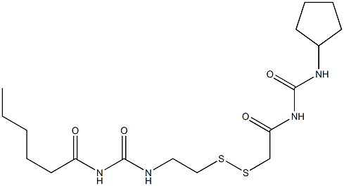 1-Hexanoyl-3-[2-[[(3-cyclopentylureido)carbonylmethyl]dithio]ethyl]urea Struktur