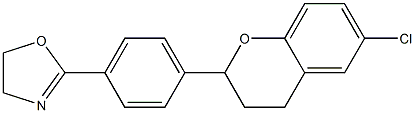 6-Chloro-2-[4-[(4,5-dihydrooxazol)-2-yl]phenyl]-3,4-dihydro-2H-1-benzopyran Struktur