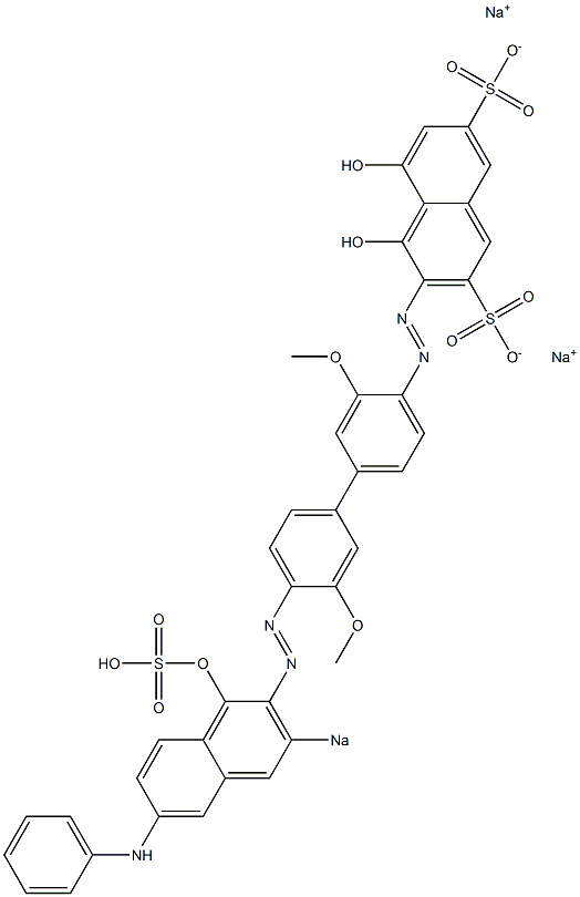 4,5-Dihydroxy-3-[[4'-[(1-hydroxy-6-phenylamino-3-sodiosulfo-2-naphthalenyl)azo]-3,3'-dimethoxy-1,1'-biphenyl-4-yl]azo]naphthalene-2,7-disulfonic acid disodium salt Structure