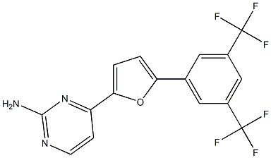 4-{5-[3,5-di(trifluoromethyl)phenyl]-2-furyl}pyrimidin-2-amine Struktur