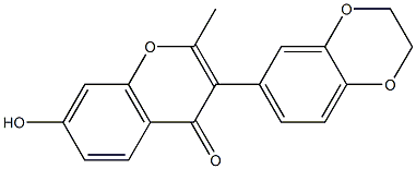 3-(2,3-dihydro-1,4-benzodioxin-6-yl)-7-hydroxy-2-methyl-4H-chromen-4-one Struktur