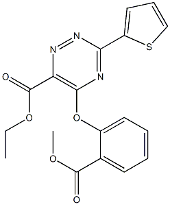 ethyl 5-[2-(methoxycarbonyl)phenoxy]-3-(2-thienyl)-1,2,4-triazine-6-carboxylate Struktur