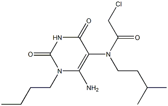 N-(6-Amino-1-butyl-2,4-dioxo-1,2,3,4-tetrahydro-pyrimidin-5-yl)-2-chloro-N-(3-methyl-butyl)-acetamide Struktur
