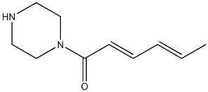 1-[(2E,4E)-hexa-2,4-dienoyl]piperazine Struktur