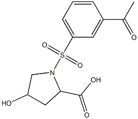 1-[(3-acetylbenzene)sulfonyl]-4-hydroxypyrrolidine-2-carboxylic acid Struktur
