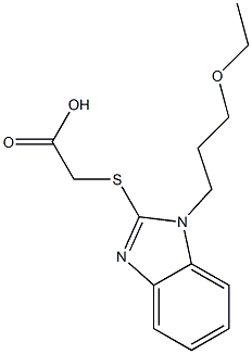 2-{[1-(3-ethoxypropyl)-1H-1,3-benzodiazol-2-yl]sulfanyl}acetic acid Struktur