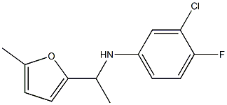 3-chloro-4-fluoro-N-[1-(5-methylfuran-2-yl)ethyl]aniline Struktur
