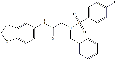 N-(1,3-benzodioxol-5-yl)-2-{benzyl[(4-fluorophenyl)sulfonyl]amino}acetamide Struktur