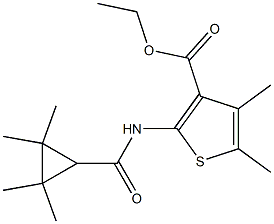 ethyl 4,5-dimethyl-2-{[(2,2,3,3-tetramethylcyclopropyl)carbonyl]amino}-3-thiophenecarboxylate Struktur