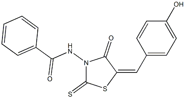 N-[5-(4-hydroxybenzylidene)-4-oxo-2-thioxo-1,3-thiazolidin-3-yl]benzamide Struktur