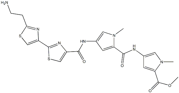 1-Methyl-4-[[4-[[2-[2-(2-aminoethyl)thiazol-4-yl]thiazol-4-yl]carbonylamino]-1-methyl-1H-pyrrol-2-yl]carbonylamino]-1H-pyrrole-2-carboxylic acid methyl ester Struktur