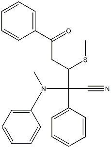 3-Methylthio-2,5-diphenyl-2-(N-methylphenylamino)-5-oxovaleronitrile Struktur
