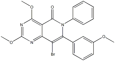 2,4-Dimethoxy-8-bromo-6-phenyl-7-(3-methoxyphenyl)pyrido[4,3-d]pyrimidin-5(6H)-one Struktur