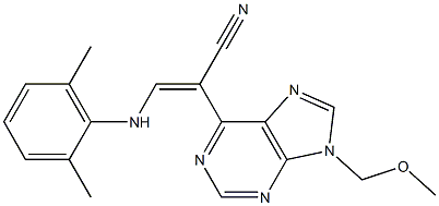 9-(Methoxymethyl)-6-[(E)-1-cyano-2-[(2,6-dimethylphenyl)amino]ethenyl]-9H-purine Struktur