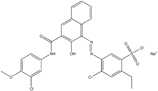 4-Chloro-2-ethyl-5-[[3-[[(3-chloro-4-methoxyphenyl)amino]carbonyl]-2-hydroxy-1-naphtyl]azo]benzenesulfonic acid sodium salt Struktur