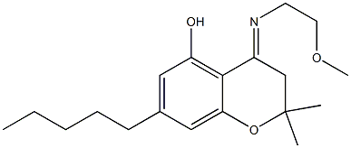 3,4-Dihydro-2,2-dimethyl-4-[2-methoxyethylimino]-7-pentyl-2H-1-benzopyran-5-ol Struktur