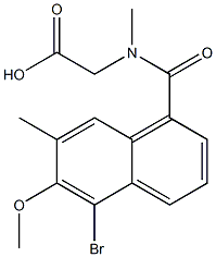 [N-[[5-Bromo-7-methyl-6-methoxy-1-naphthalenyl]carbonyl]-N-methylamino]acetic acid Struktur