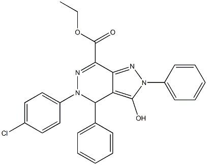[4,5-Dihydro-3-hydroxy-2,4-diphenyl-5-(4-chlorophenyl)-2H-pyrazolo[3,4-d]pyridazine]-7-carboxylic acid ethyl ester Struktur
