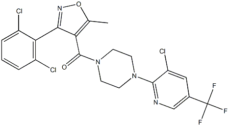 3-(2,6-Dichlorophenyl)-5-methylisoxazol-4-yl 4-(3-chloro-5-(trifluoromethyl)(2-pyridyl))piperazinyl ketone Struktur