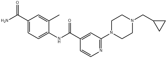 N-(4-carbamoyl-2-methylphenyl)-2-(4-(cyclopropylmethyl)piperazin-1-yl)isonicotinamide Struktur