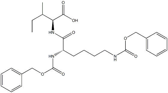 (2S)-2-[(2S)-2,6-di{[(benzyloxy)carbonyl]amino}hexanamido]-3-methylpentanoic acid Struktur