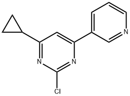 2-chloro-4-(pyridin-3-yl)-6-cyclopropylpyrimidine Struktur