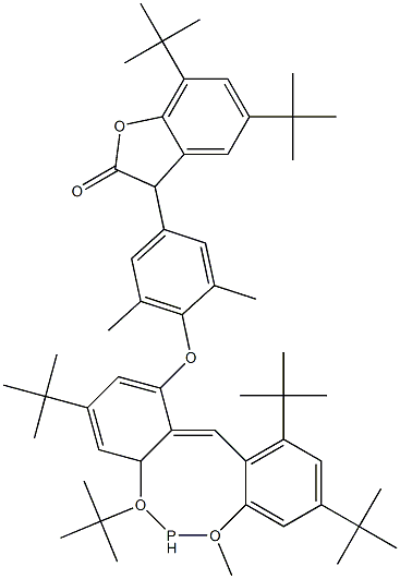 5,7-Di-t-butyl-3-[3,5-dimethyl-4-[(1,3,7,9-tetra-t-butyl-5-methyl-5H-benzo[d][1,3,2]benzodioxaphosphocin-11-yl)oxy]phenyl]-3H-benzofuran-2-one Struktur