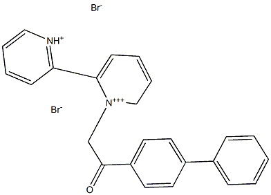 1'-(2-{[1,1'-biphenyl]-4-yl}-2-oxoethyl)-[2,2'-bipyridine]-1,1'-diium dibromide Struktur