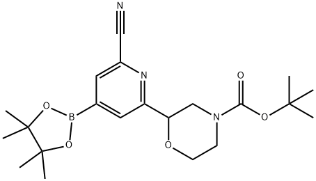 2-Cyano-6-(N-Boc-morpholin-2-yl)pyridine-4-boronic acid pinacol ester Struktur