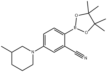 2-Cyano-4-(3-methylpiperidin-1-yl)phenylboronic acid pinacol ester Struktur