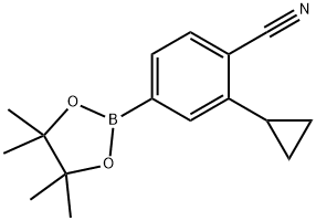 2-cyclopropyl-4-(4,4,5,5-tetramethyl-1,3,2-dioxaborolan-2-yl)benzonitrile Struktur