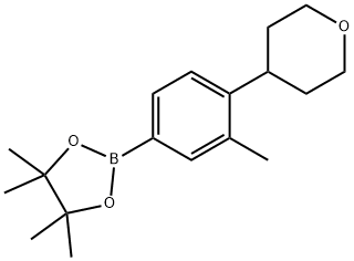 4,4,5,5-tetramethyl-2-(3-methyl-4-(tetrahydro-2H-pyran-4-yl)phenyl)-1,3,2-dioxaborolane Struktur