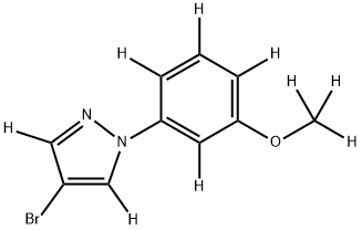 4-bromo-1-(3-(methoxy-d3)phenyl-2,4,5,6-d4)-1H-pyrazole-3,5-d2 Struktur