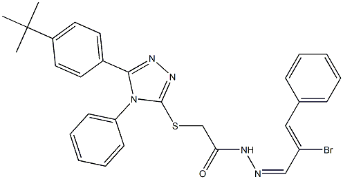 N'-[(1Z,2Z)-2-bromo-3-phenylprop-2-en-1-ylidene]-2-{[5-(4-tert-butylphenyl)-4-phenyl-4H-1,2,4-triazol-3-yl]sulfanyl}acetohydrazide Struktur