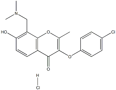 3-(4-chlorophenoxy)-8-[(dimethylamino)methyl]-7-hydroxy-2-methyl-4H-chromen-4-one hydrochloride Struktur