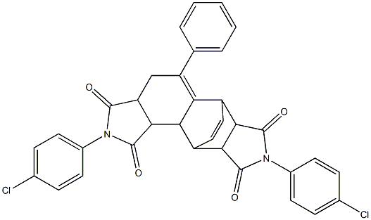 5,14-bis(4-chlorophenyl)-9-phenyl-5,14-diazapentacyclo[9.5.2.0~2,10~.0~3,7~.0~12,16~]octadeca-9,17-diene-4,6,13,15-tetrone Structure