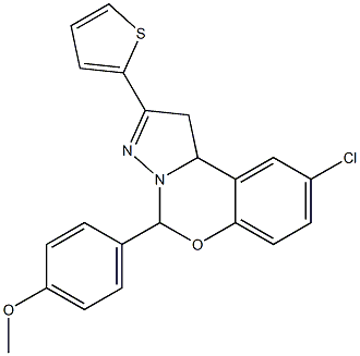 4-(9-chloro-2-thien-2-yl-1,10b-dihydropyrazolo[1,5-c][1,3]benzoxazin-5-yl)phenyl methyl ether Struktur