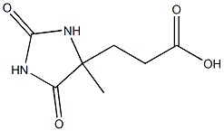3-(4-Methyl-2,5-dioxo-imidazolidin-4-yl)-propionsaeure Struktur