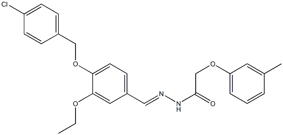 N'-[(1E)-{4-[(4-chlorophenyl)methoxy]-3-ethoxyphenyl}methylidene]-2-(3-methylphenoxy)acetohydrazide Struktur