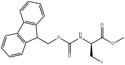 methyl (2S)-2-({[(9H-fluoren-9-yl)methoxy]carbonyl}amino)-3-iodopropanoate Struktur