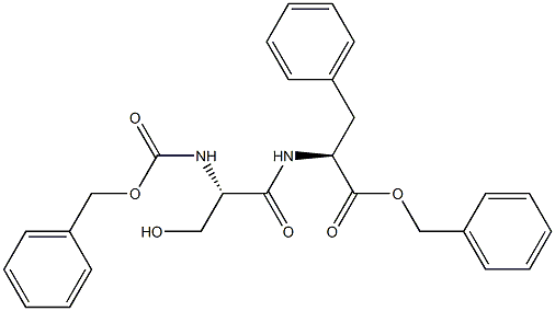 benzyl (2S)-2-[(2S)-2-{[(benzyloxy)carbonyl]amino}-3-hydroxypropanamido]-3-phenylpropanoate Struktur
