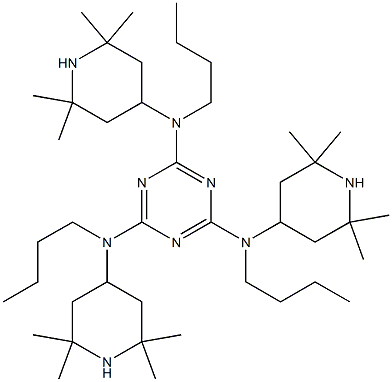 1,3,5-Triazine-2,4,6-triamine,N,N',N''-tributyl-N,N',N''-tris(2,2,6,6-tetramethyl-4-piperidinyl)- Struktur