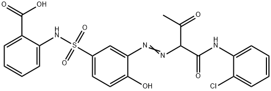 Benzoic acid, 2-[[[3-[2-[1-[[(2-chlorophenyl)amino]carbonyl]-2-oxopropyl]diazenyl]-4-hydroxyphenyl]sulfonyl]amino]- Struktur