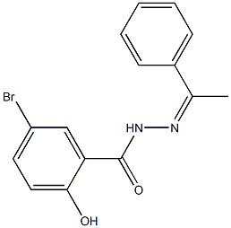 5-bromo-2-hydroxy-N'-[(1Z)-1-phenylethylidene]benzohydrazide Struktur