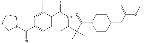 ethyl N-(3-(2-fluoro-4-(thiazolidin-3-yl(imino)methyl)benzoyl)amino-2,2-dimethylpentanoyl)piperidine-4-acetate Struktur