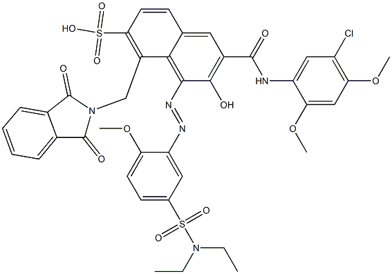 3-[(5-Chloro-2,4-dimethoxyphenyl)aminocarbonyl]-1-[5-[(diethylamino)sulfonyl]-2-methoxyphenylazo]-2-hydroxy-8-(phthalimidylmethyl)naphthalene-7-sulfonic acid Struktur