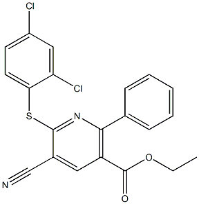 ethyl 5-cyano-6-[(2,4-dichlorophenyl)sulfanyl]-2-phenylnicotinate Struktur