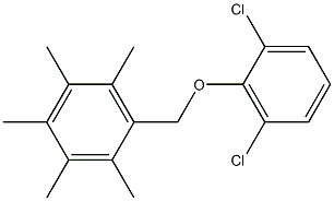 1-[(2,6-dichlorophenoxy)methyl]-2,3,4,5,6-pentamethylbenzene Struktur